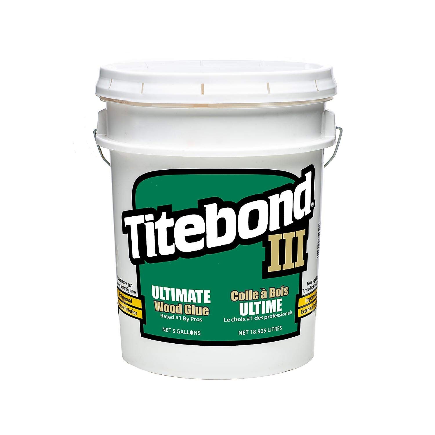 Titebond III Ultimate Wood Glue 5 Gal. – Premium Professional Woodworking Adhesive, Waterproof, Strong Initial Tack, Interior/Exterior Use, Easy Water Cleanup – 1417