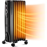 Kismile Oil Filled Electric Radiator Heater, Portable Oil-Filled Space Heater with Adjustable Thermostat Oil Heater with Over
