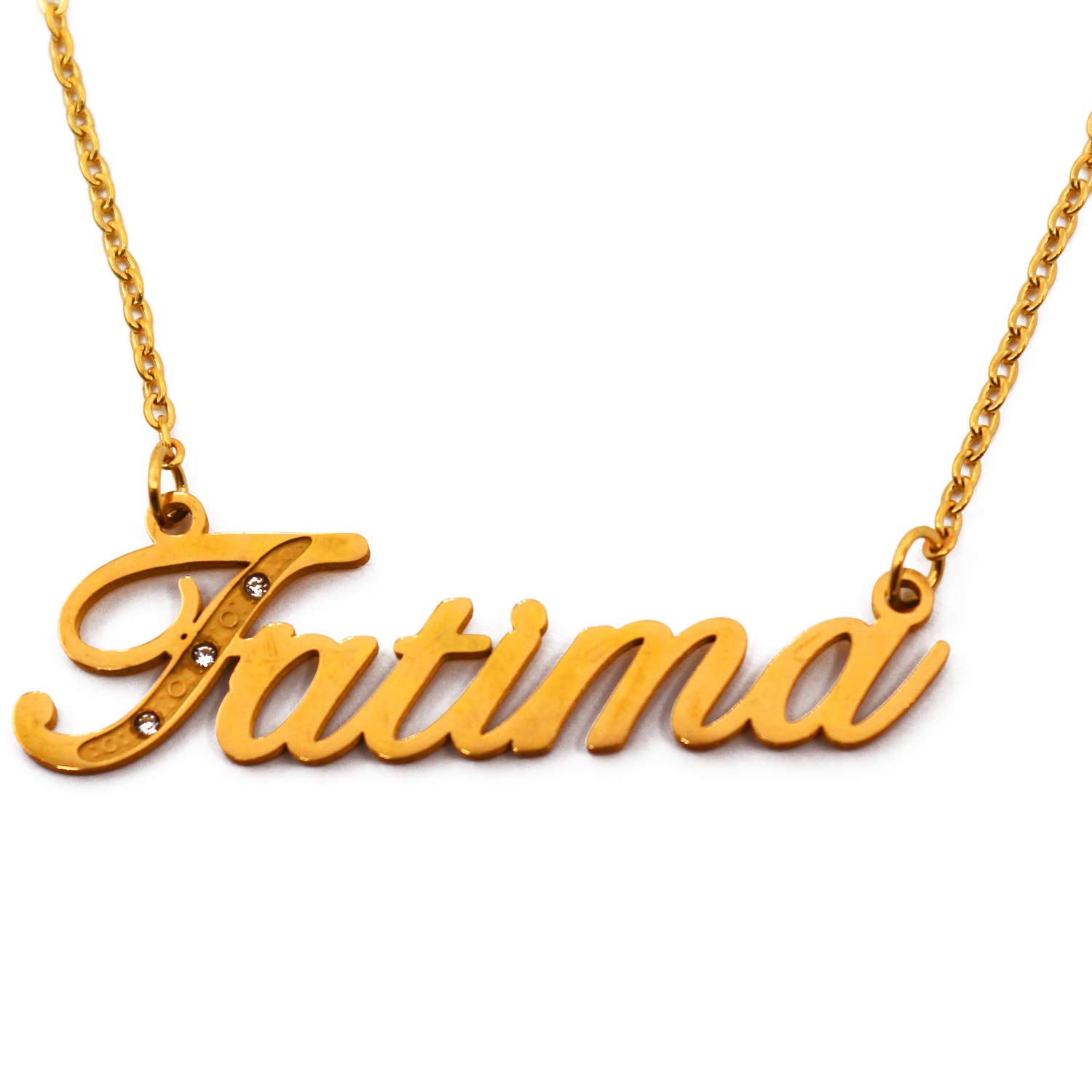 Fatima Name Necklace Personalised, Gold Plated, Custom Dainty Name Pendants, Jewellery for Ladies, Girlfriend, Mother, Sister, Friends