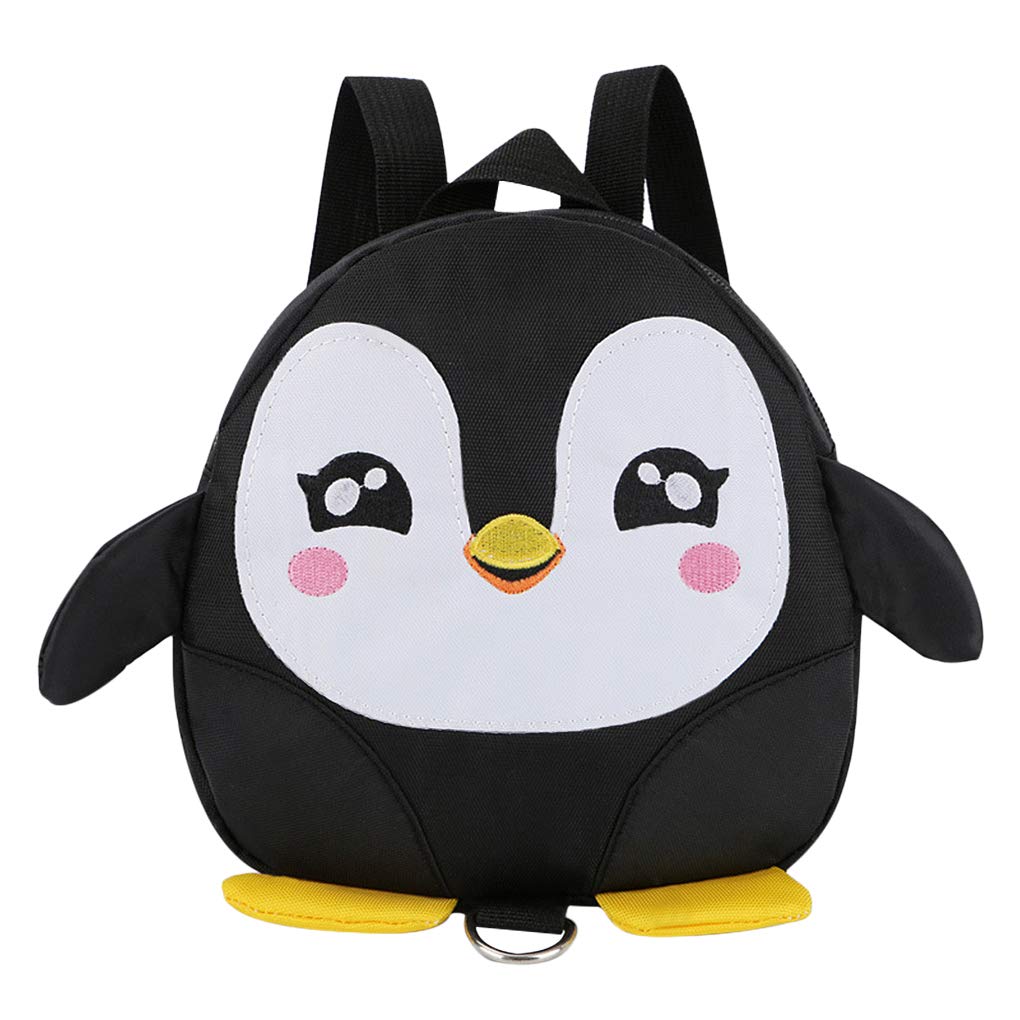 Baby Kids Toddler Safety Harness Backpack Cute Cartoon Penguin Shoulder Backpack Bag with Reins Leash Preschool Rucksack Harness Walkers Belt,for 1-3 Years Old Toddler Black Penguin