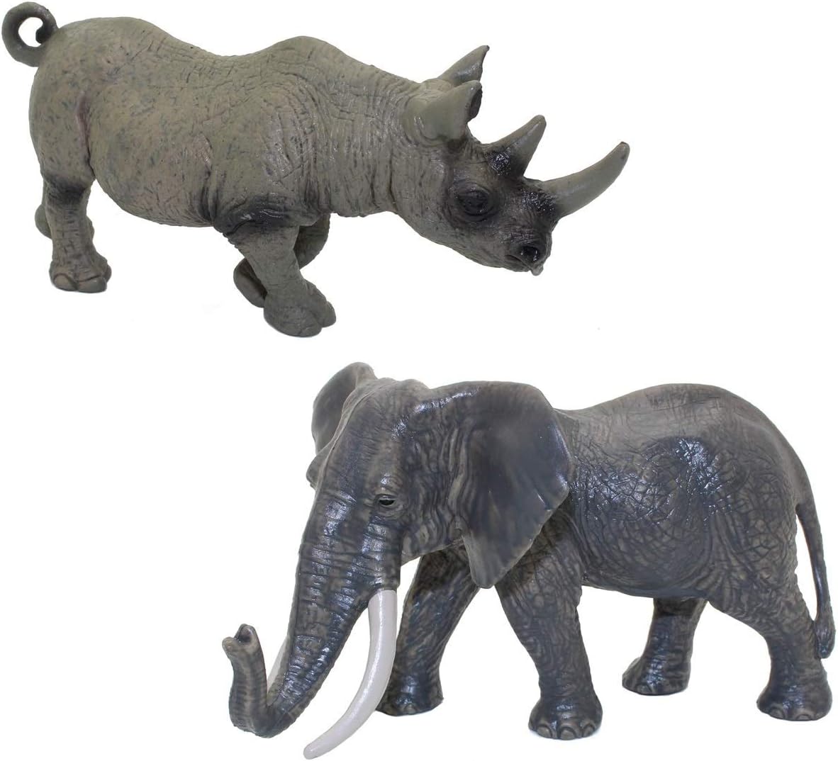 FeiWen Realistic Animals Figures, Wild Zoo African Animals Model Educational (Rhino Elephant)