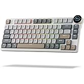 RK ROYAL KLUDGE N80 Low Profile Mechanical Keyboard w/Smart Display Screen & Knob, 75% Top Mount 3-Modes Wireless Mechanical Keyboard, Software Support, Massive Battery, 80 Keys, Tactile Brown Switch