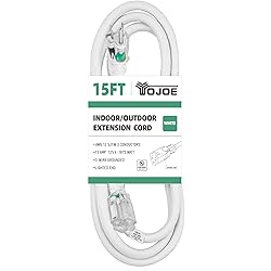 YOJOE 15 Foot White Extension Cord, Lighted Outdoor