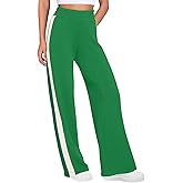 SENSERISE Women Sweatpants Color Block Wide Leg Track Pants High Waisted Side Striped Pants with Pockets