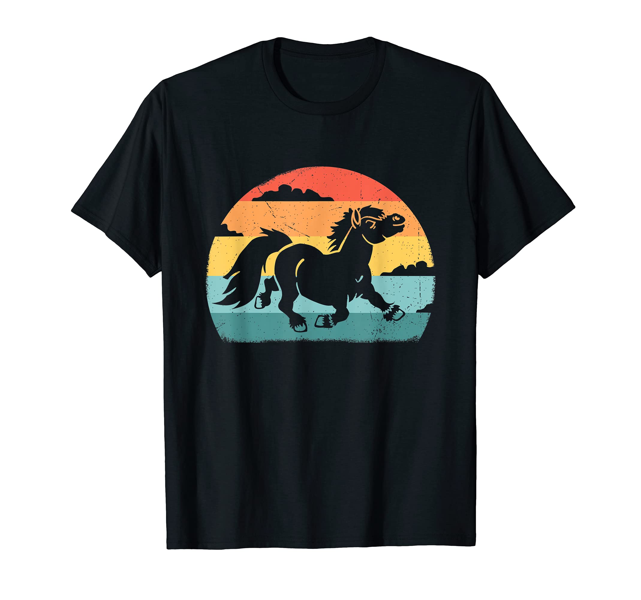 Artsy Pet Pony Design / Pony Lover Retro & Vintage Sunset T-Shirt