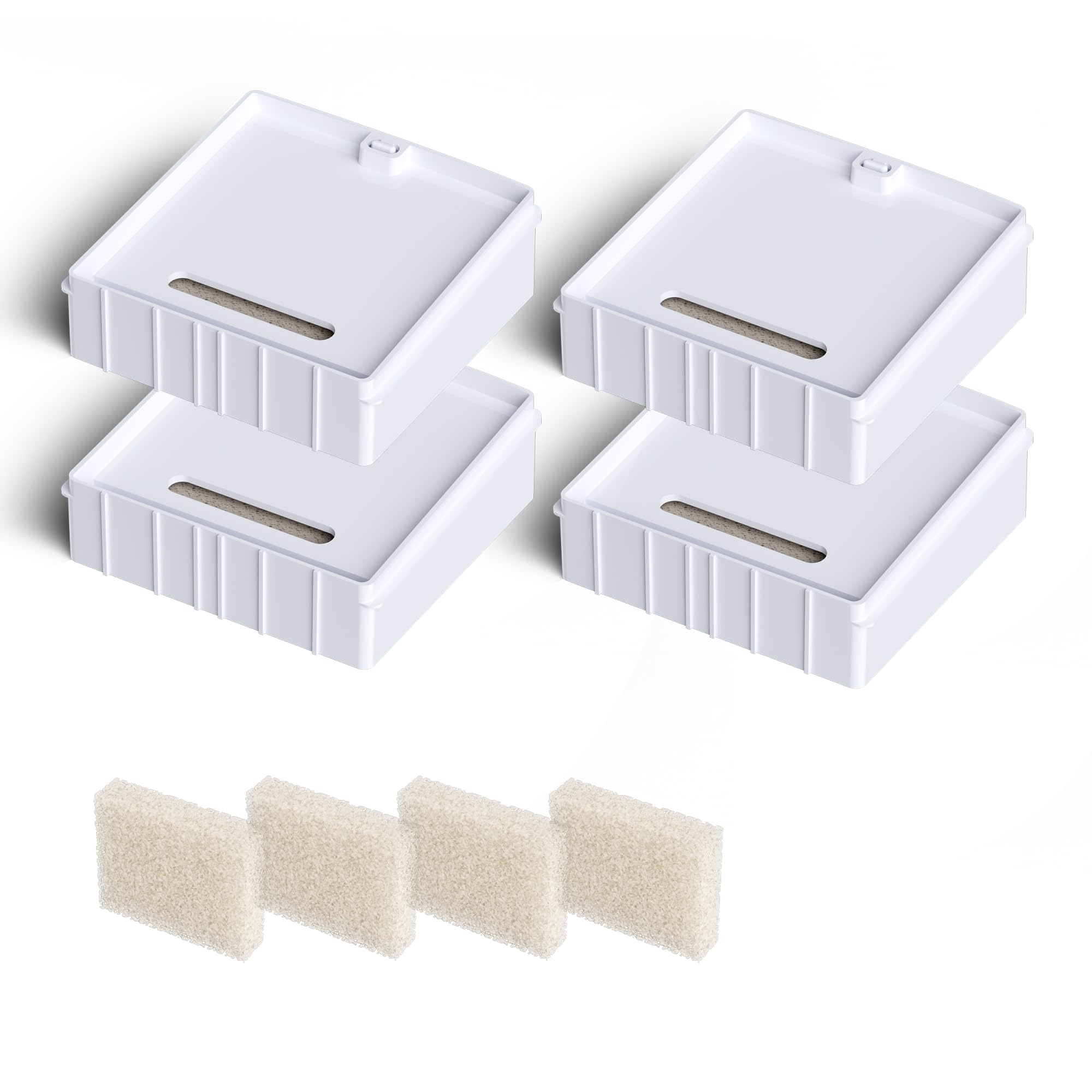 Photo 1 of 4 PCS Filters + 4 PCS Pump Spongs Replacement for HEAPETS P337 Pet Water Fountain 3L/101oz Cat Drinking Fountain Dog Water Dispenser,White