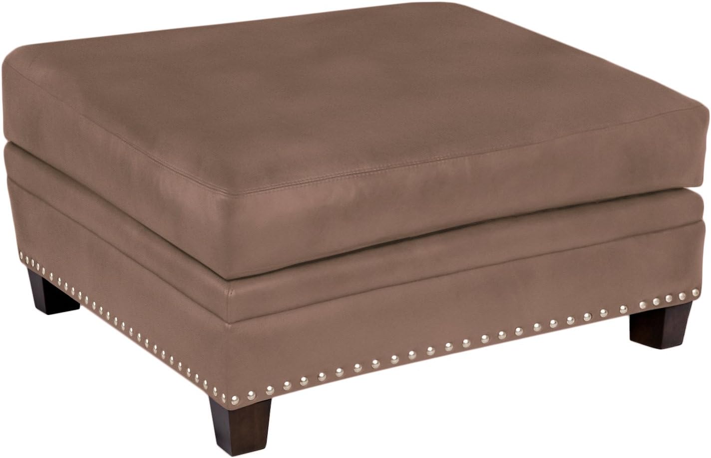 Omnia Leather Glendora Storage Jumbo Ottoman in Leather, with Nail Head, Dream