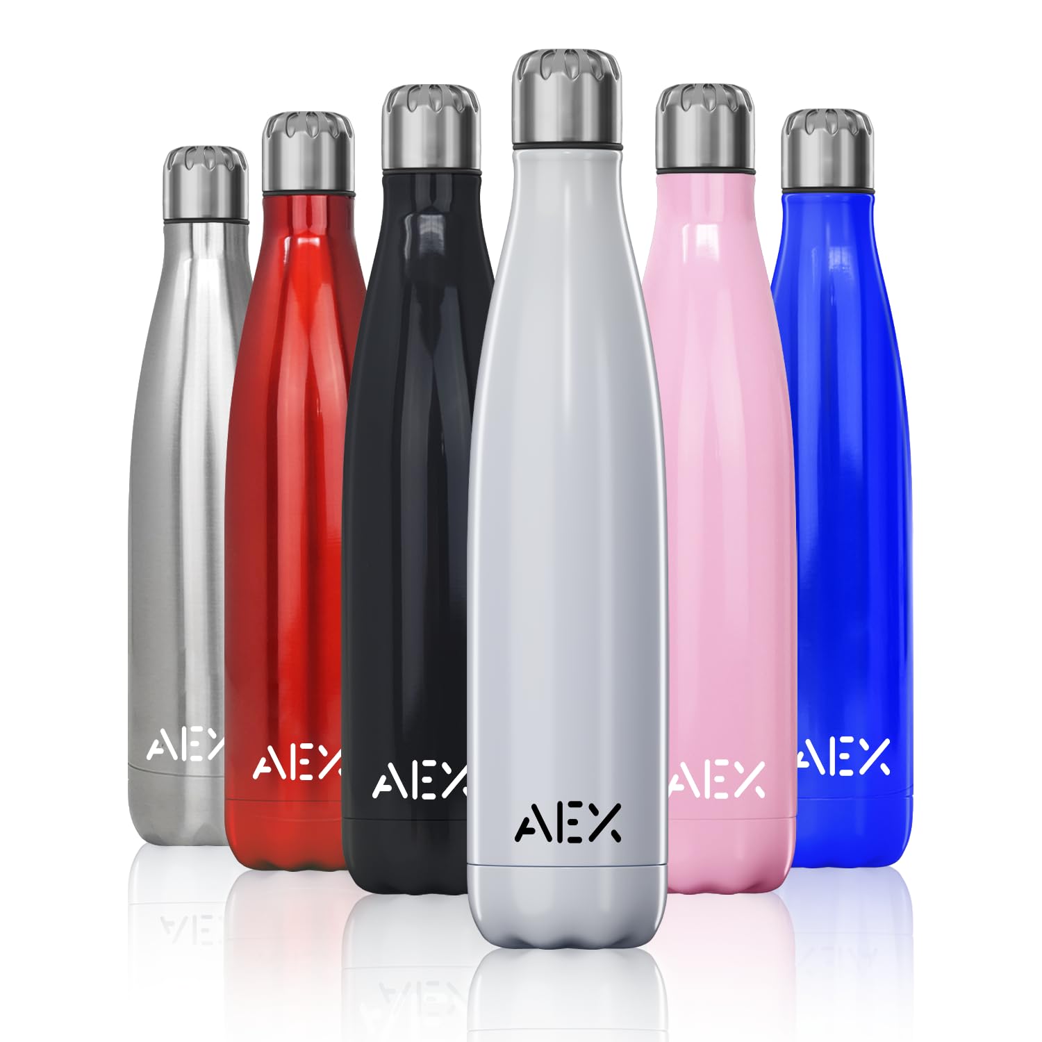 AEX Stainless Steel Water Bottle | Double Walled Vacuum Flask Water Bottle | Hot Office Drink Water Bottle | Cold Sports Drink Bottle | Reusable Bottle | 1000ml White Glossy Bottle