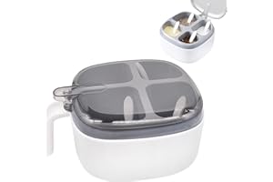 inheming Seasoning Box with Lid and Spoon, 4 Compartment Spice Pots with Handle, Home Kitchen Condiment Jars for Sugar Salt Pepper