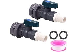 ENOCH'S LAND 2 Pack PVC Rain Barrel Spigot Kit -3/4" Rain Barrel PVC Garden Diverter Kit with Bulkhead Fitting Garden Hose Faucet Adapter and Thread Seal Tape for Water Tanks, Aquariums, Tubs, Pool, Garden Barrel