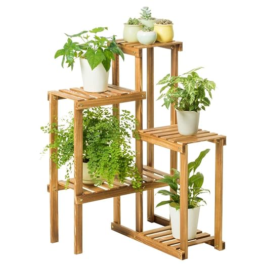 HBY Soporte De Madera for Flores con 4 Niveles Interior Estantería ...