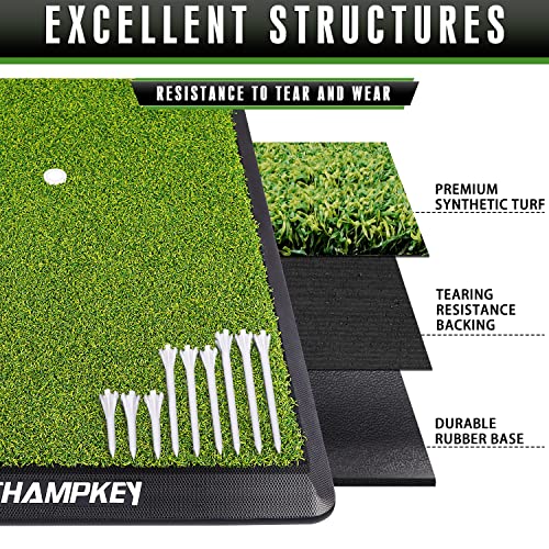 CHAMPKEY Premium Synthetic Turf Golf Hitting Mat Heavy Duty Rubber