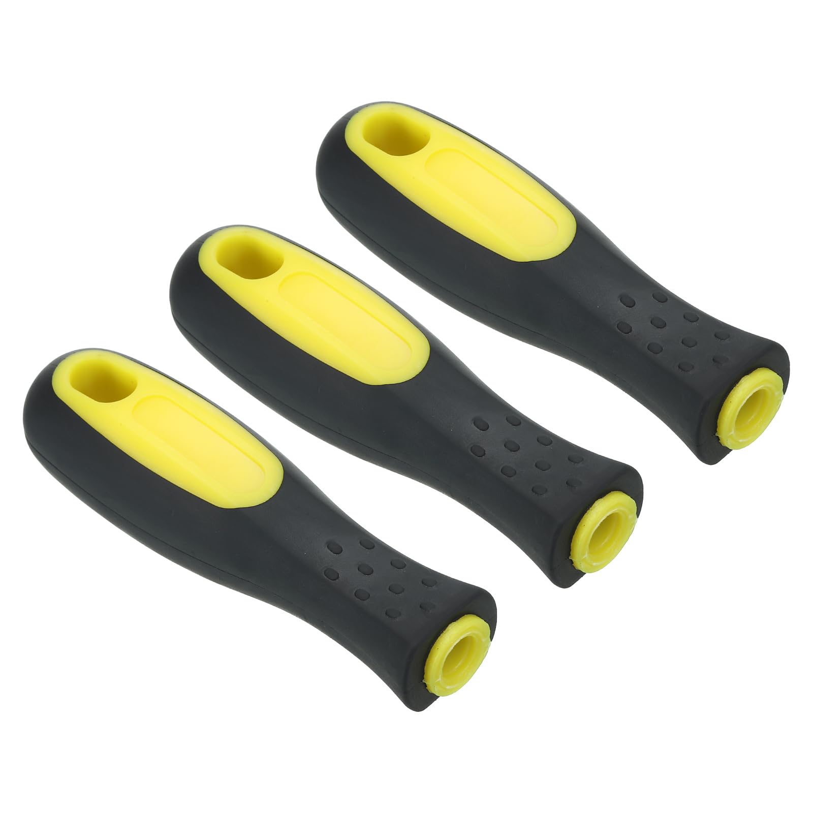 PATIKIL 4.3 Inch Rubber File Handle, 3 Pack File Cutting Tool File Handle Replacement Accessories for 0.31" Diameter File, Black Yellow