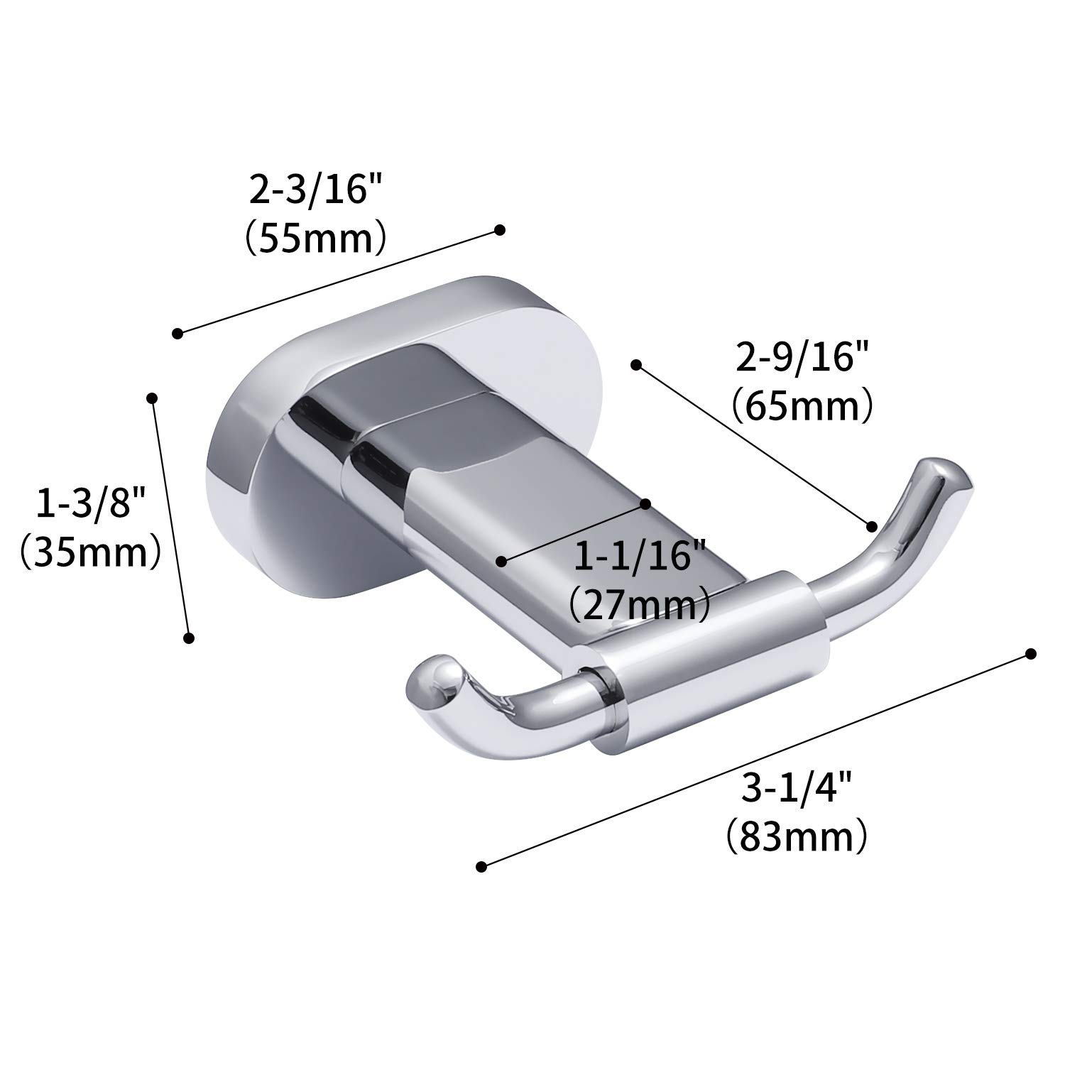 HomGif Double Towel Robe Hook Dual Clothes Hanger Holder Heavy Duty Wall Mounted for Bathroom Shower Kitchen Polished Chrome