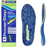 PowerStep Pinnacle Memory Foam Orthotics Insoles, Heel and Arch Support, Plantar Fasciitis Relief, Mild Pronation, Fat Pad Atrophy, Cushioned Orthotics for Men and Women, Made in the USA