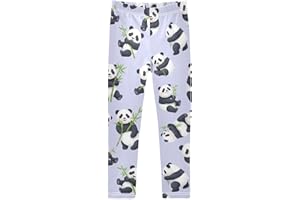 Cute Pandas Purple Girls' Leggings Casual Yoga Pants Tights Trousers Dance Pants Stretchy Leggings 4t to 10 Years