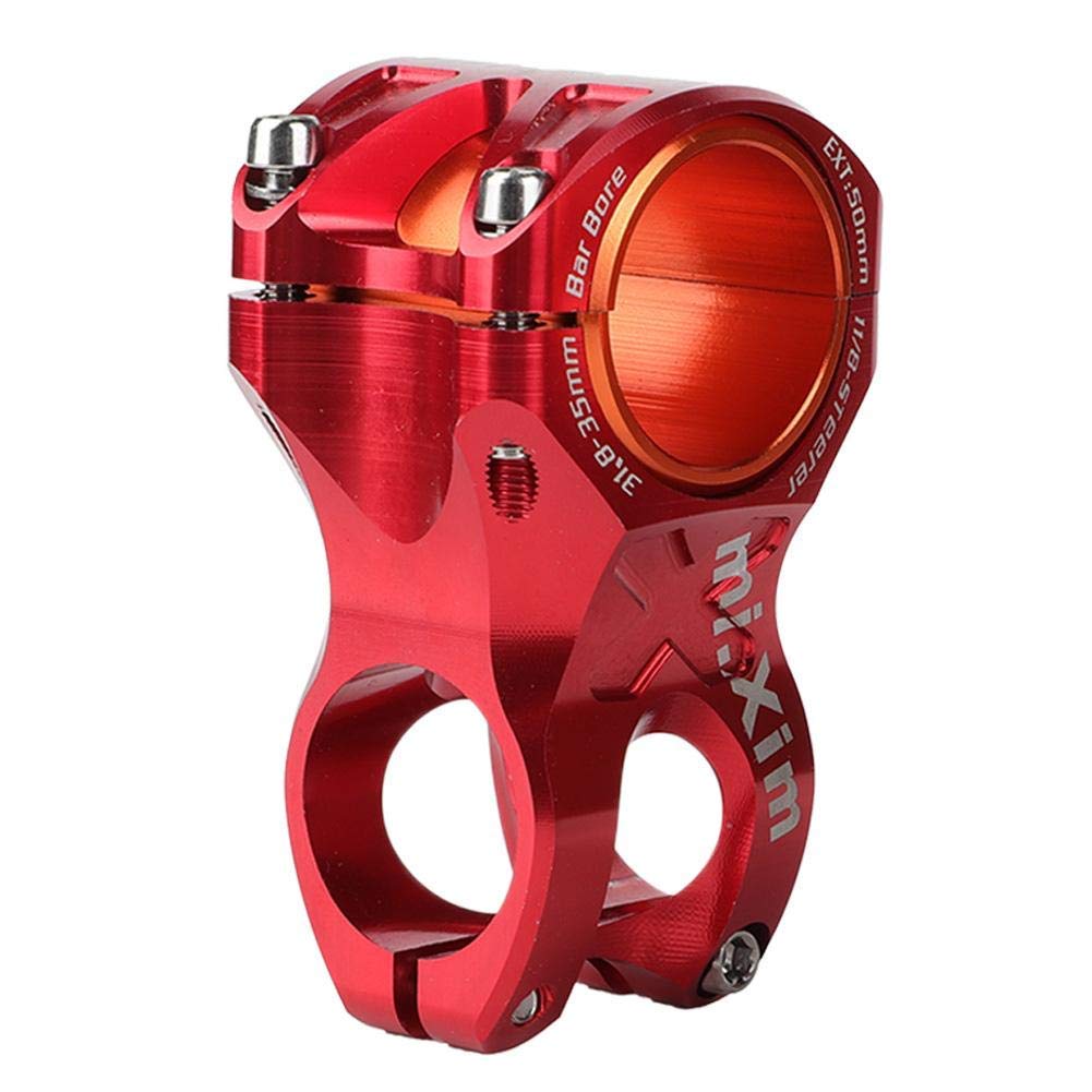 Bicycle Handlebar Stem, Aluminium Alloy Anti-Rust Short Bike Stem Clamp for 35mm/31.8mm Handlebar with Adapter Ring (red)