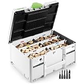 Festool 576794 DOMINO Beech Tenon Assortment Set in Systainer&sup3; DS 4/5/6/8/10 1060 BU, Solid Hardwood Floating Tenons for Joinery, Includes T-Loc Systainer and Removable Storage Bins