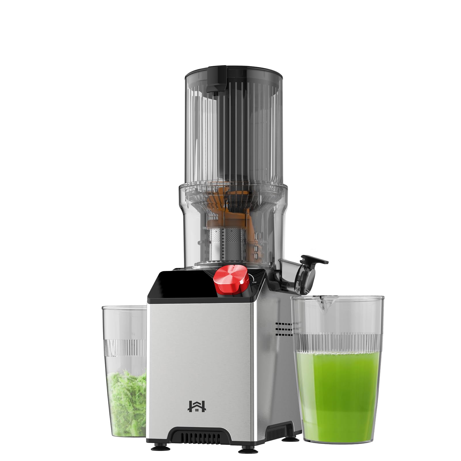 Photo 1 of WHUTO Cold Press Juicer, Juicer Machines with 4.35'' Wide Feed Chute, Stainless Steel Masticating Juicers Easy to Clean, Ergonomic Operational Panel Design, High Juice Yield, Red Knob