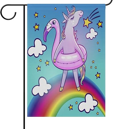 Amazon Com Unicorn Flamingo Swimming Ring Garden Flag House