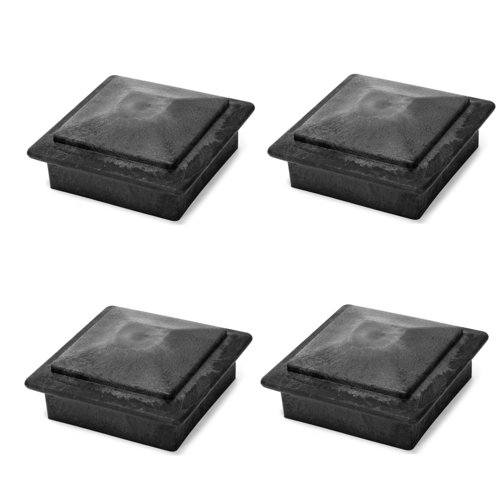 4Pcs Black Fence Post Caps 5.9" x 5.9" Square Post Caps (Wood Plastic Composite) Wood Grain Vintage Color for Outdoor, Stairs, Decks, Mailboxes, Posts