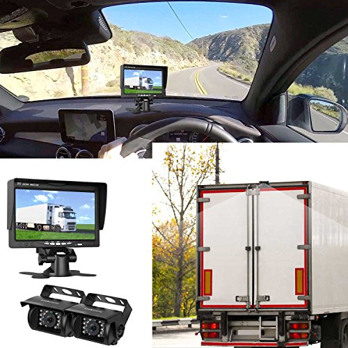LeeKooLuu HD 720P Dual Backup Cameras and 7'' TFT Monitor System for RV/Van/Trailer/Truck/SUV/Bus/Motorhome IP68 Waterproof Night Vision Plug to Cigaratte Lighter/Single Power - Thumbnail 6