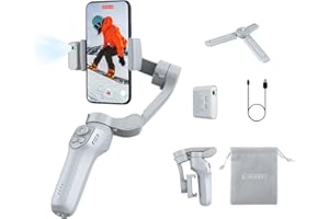 JCROBOT 3-Axis Phone Gimbal with Magnetic AI Active Tracker,Gimbal Stabilizer for Smartphone with Fill Light,Phone Stabilizer for Video Recording,Gimbal for Android&iPhone,TikTok YouTube Vlogging Kit