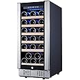 STAIGIS 15 Inch Wine Refrigerator, Under Counter Wine Cooler w/Stainless Steel Frame Glass Door, 30 Bottles Wine Fridge for B