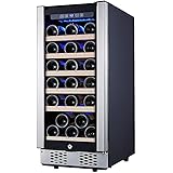 STAIGIS 15 Inch Wine Refrigerator, Under Counter Wine Cooler w/Stainless Steel Frame Glass Door, 30 Bottles Wine Fridge for B