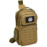 TORCH Sling Bag Single Shoulder Crossbody Backpack Urban Outdoor Sports Military Style MOLLE Travel Pack for EDC Gear V2 Desert