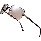 Minimalist Semi-rimless Rectangular Sunglasses for Men Women - Exquisite Packaging