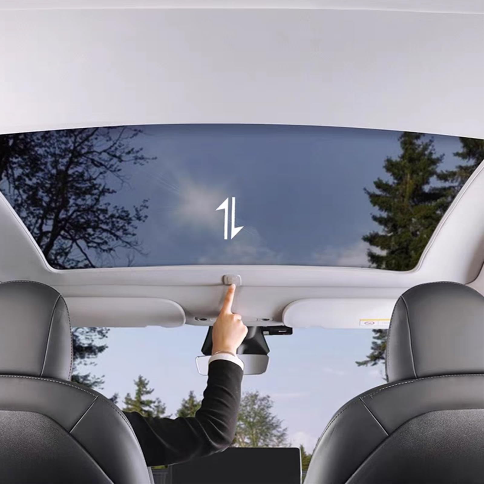 Photo 1 of Automatic Electric Sunshade Roof for Tesla Model Y 2019-2025 - UV Protection, Quiet Motor, Voice Control, Ambient Lighting (Model Y 2025, 2025-Button)