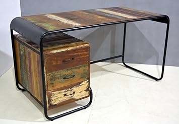 Shree Mandoli Arts 3 Drawers In Natural Reclaimed Wood And Black