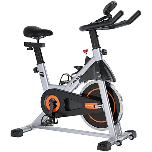 YOSUDA Exercise Bike, Brake Pad Stationary Bike for Home with Exclusive App, Magnetic Indoor Cycling Bike with 300 lb Weight Capacity, Low Noise, Tablet Holder and Fitness Courses for Weight Loss