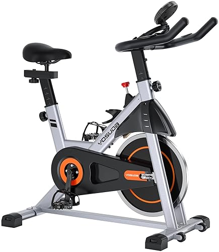Cardio Training - YOSUDA Exercise Bike, Brake Pad Stationary Bike for Home with Exclusive App, Magnetic Indoor Cycling Bike with 300 lb Weight Capacity, Low Noise, Tablet Holder and Fitness Courses for Weight Loss