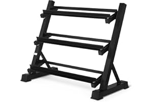 Amazon Basics 3-Tier Adjustable Dumbbell Weight Rack, Stand Only, Black