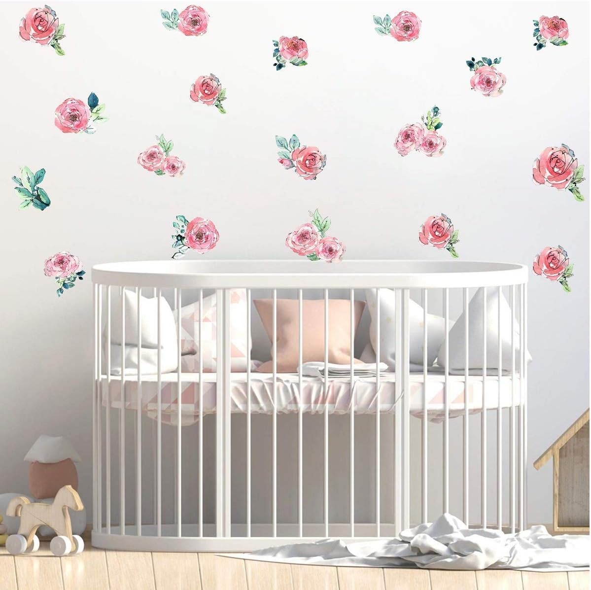 Easu Peony Flowers Wall Sticker Removable Flower Wall Decals Bedroom Living Room Wall Art Decor