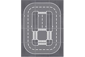 Lekebaby 12 Pack HO Scale 10x10 Grey Road Base Plates, 4 Curve / 4 T Junction / 3 Straight / 1 Junction, Compatible with Major Brands