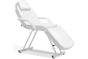 BarberPub Adjustable Tattoo Chair, 72 inches Tattoo Table, Multi-Purpose Facial Chair, Tattoo Chair for Client, Esthetician Bed 0015 (White)