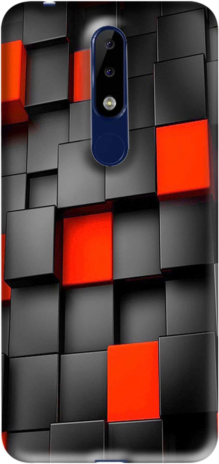 Fasheen Printed Back Case Cover for Nokia 5.1 Plus, Flexible Soft Silicone Rubber TPU, Print: 3D Black