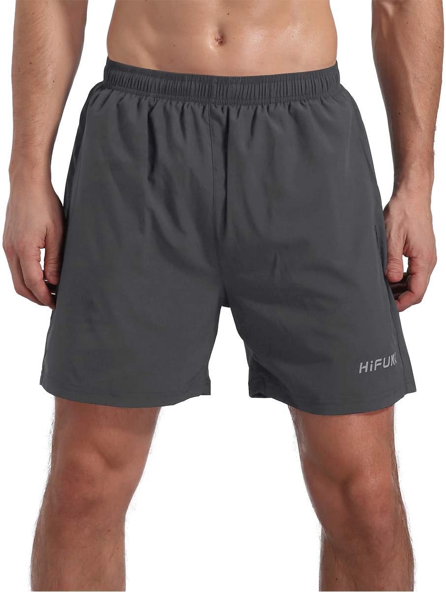 Mens Workout Running Shorts 5 Inch Quick Dry Gym Athletic Training Shorts with Liner and Zipper Pocket