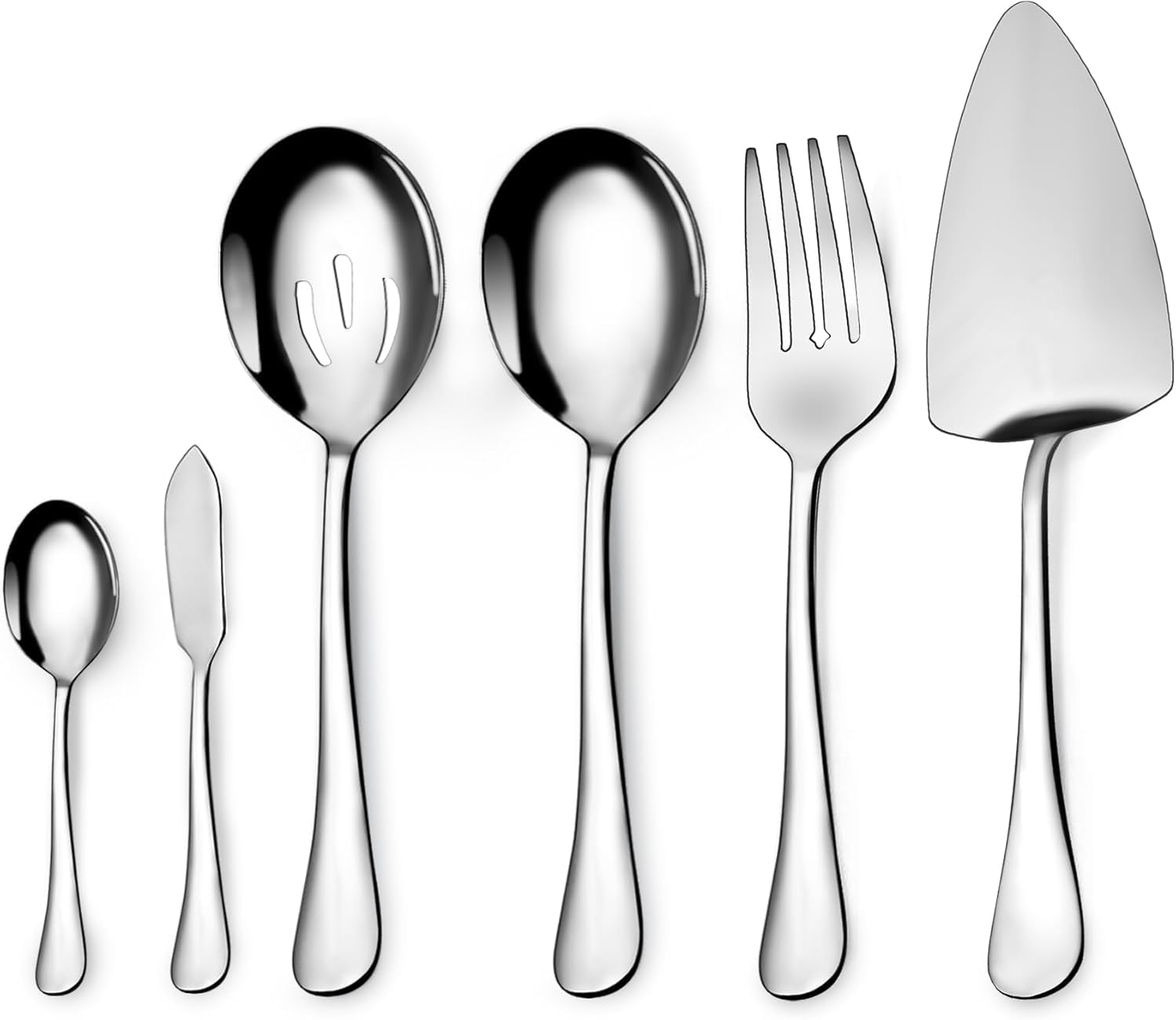 Photo 1 of 6-Piece Stainless Steel Serving Utensil Set, Hostess Collection with Spoons, Fork, Tongs, Ladle and Pie Server