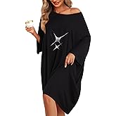 KFUBUO Plus Size Nightgowns for Women Oversized Sleep Tshirts Dress Short Sleeves Sleepwear With Pocket Fit S-5XL