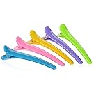 Rioa 10 Pcs Hair Clips-Professional Non-Slip Multicolor Plastic Duck Teeth Bows Hair Clips with Anti-slip Ergonomic design–Crocodile Hair Styling for Women, Kids, Babies, and Girls + Ideal Gift Idea.