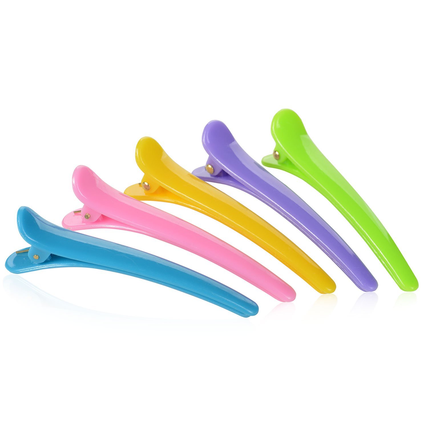 Rioa 10 Pcs Hair Clips-Professional Non-Slip Multicolor Plastic Duck Teeth Bows Hair Clips with Anti-slip Ergonomic design–Crocodile Hair Styling for Women, Kids, Babies, and Girls + Ideal Gift Idea.