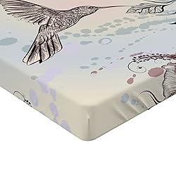 Ambesonne Hummingbird Fitted Sheet Set, Birds and