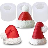 Wehous 3PCS Mini Christmas Hat Silicone Candle Soap Molds, Holiday Festive Hat Fondant Chocolate Cake Decorating Mold, Christmas Ornament Epoxy Resin Mold, Unique Jewelry Keychain Art Craft Mold Kit