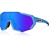 Queshark Cycling Glasses, Sports Sunglasses for Men Women, 1 Polarized 2 HD Lens, Polarized Sunglasses for Cycling Running