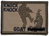 Knock Knock Goat Fer - 2x3 Military Patch / Morale Patch Funny (Coyote Brown with Black)