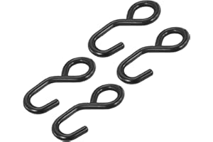 MECCANIXITY Ratchet Strap S Hook 10.3mm Load 3306 Lbs for 1.2" Tie Down Strap Webbing Car Truck Trailer Black Pack of 4